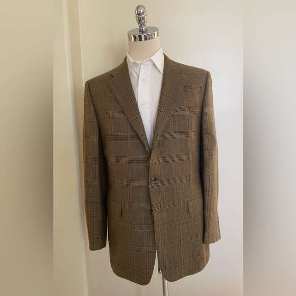 ALFRED DUNHILL Made in Italy Check Print Pure Cashmere 3-Button Jacket Size 42 L - Picture 1 of 9